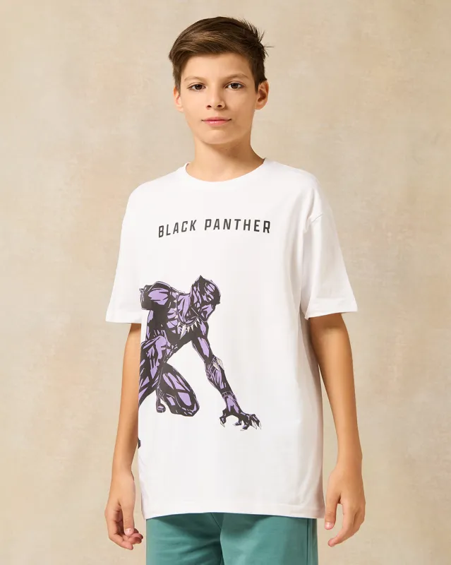 Senior Boys White Black Panther T-Shirt sold by Redtag