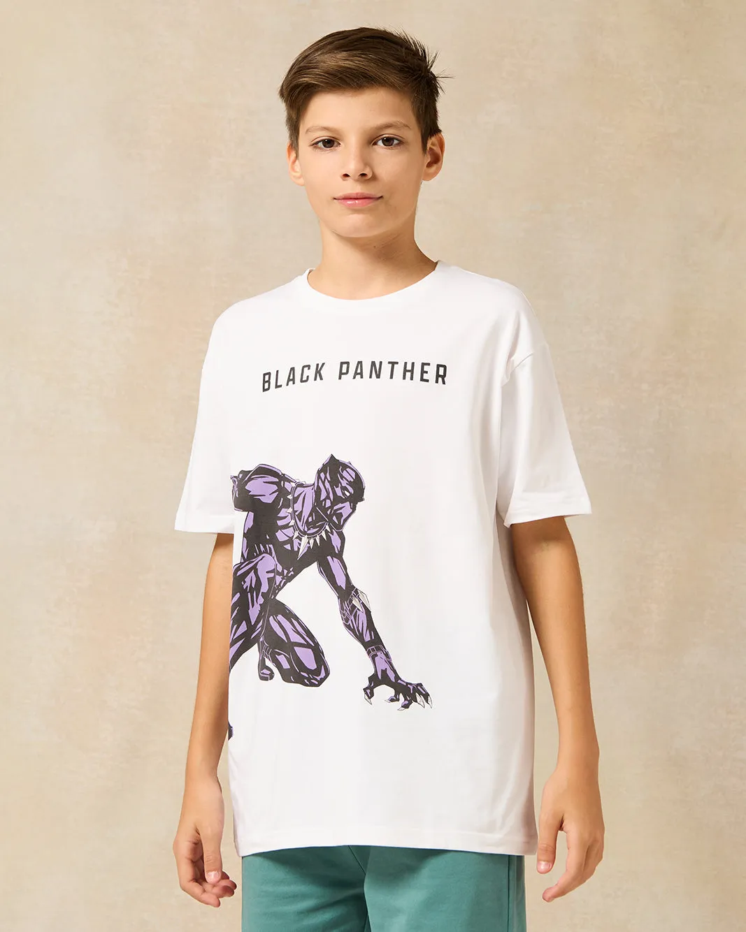 Senior Boys White Black Panther T-Shirt sold by Redtag