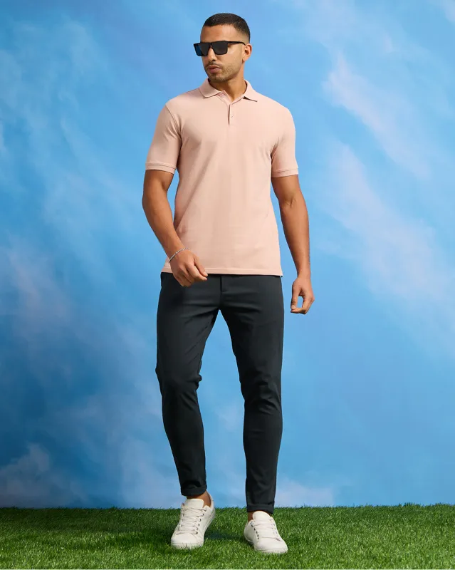 Men Peach Solid Polo Shirt sold by Redtag