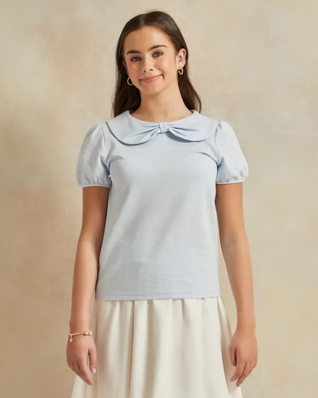 Senior Girls Blue Peter Pan Collar Top sold by Redtag