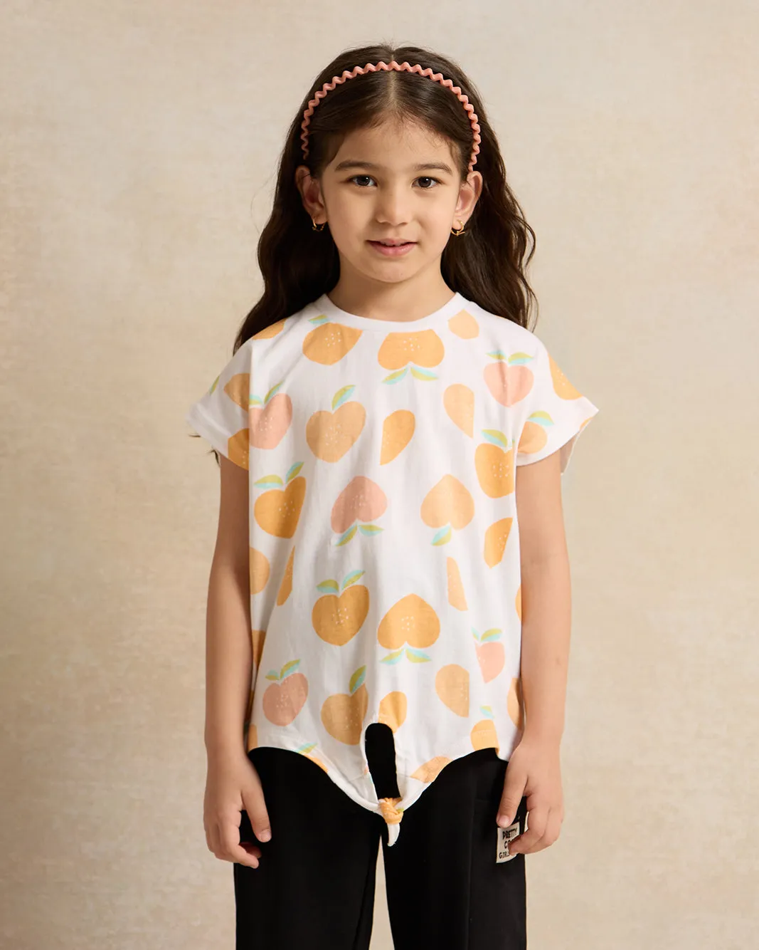 Girls White All-Over Print Crop T-Shirt sold by Redtag