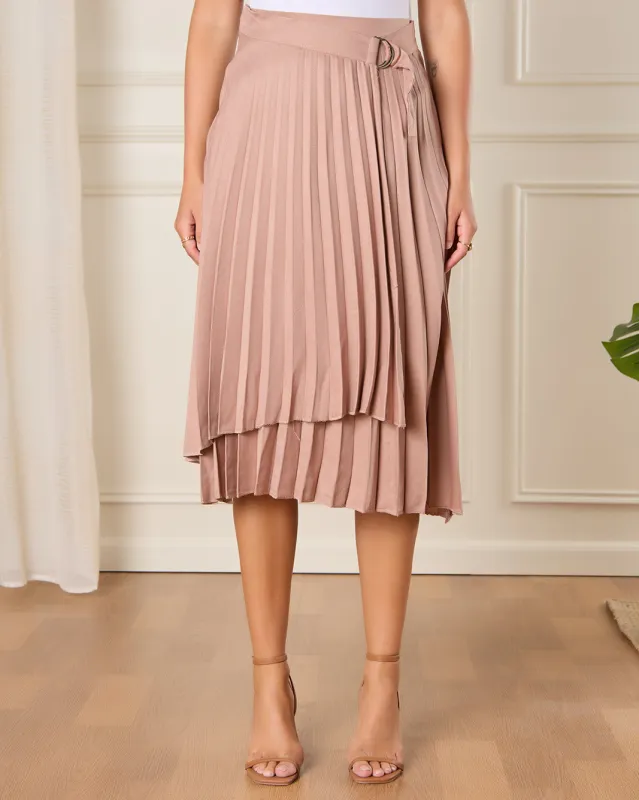 Women Pink Pleated Skirt sold by Redtag