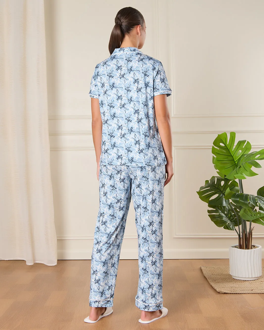 Women Blue Printed Pajama Set (2 Piece) sold by Redtag product image thumbnail 4