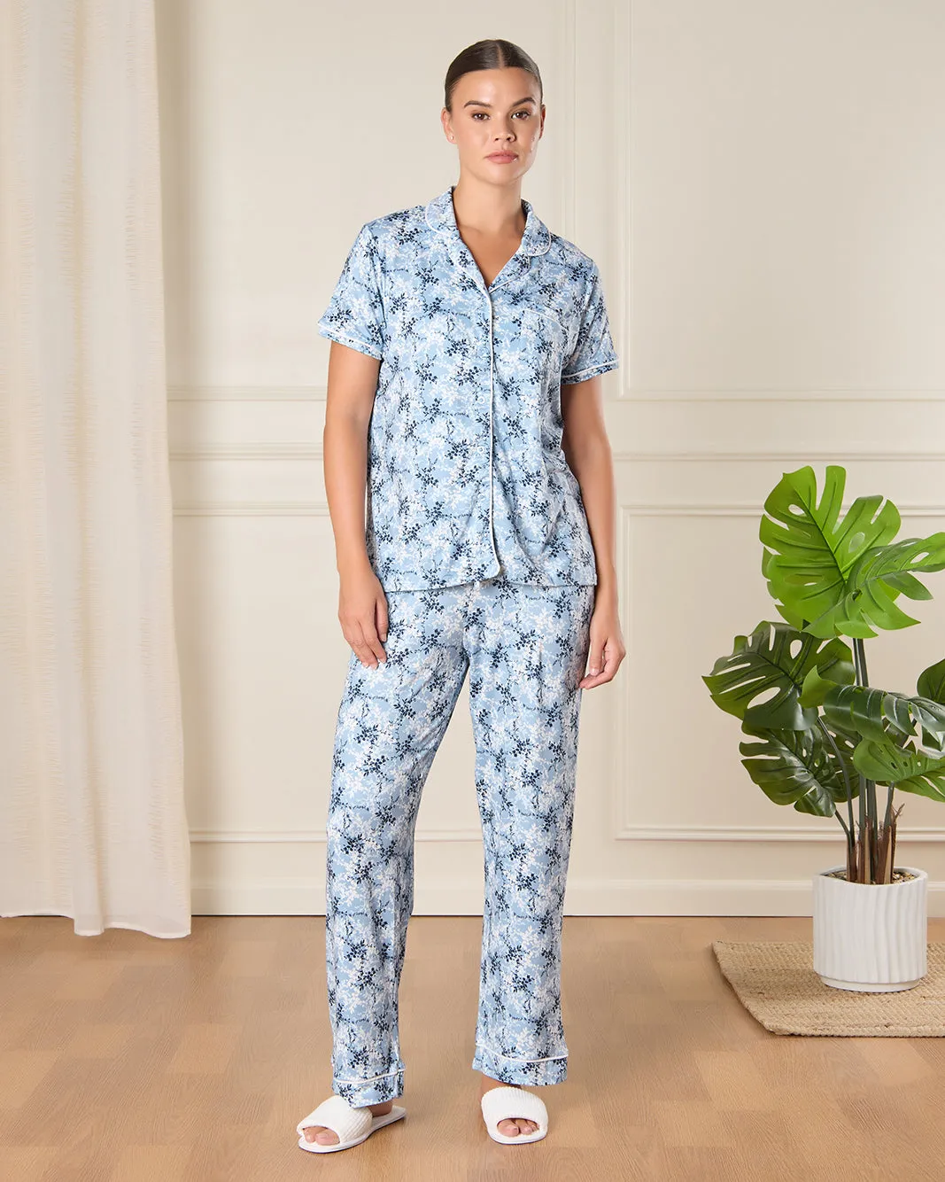 Women Blue Printed Pajama Set (2 Piece) sold by Redtag