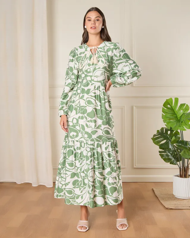 Women Green Printed Dress sold by Redtag