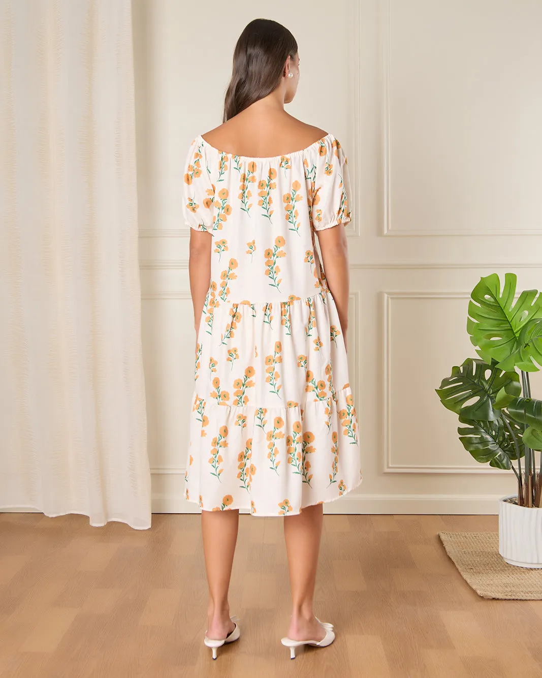 Women Cream Printed Casual Dress sold by Redtag product image thumbnail 3