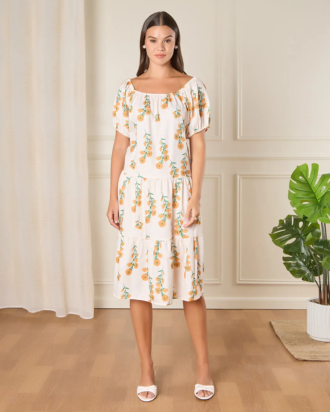 Women Cream Printed Casual Dress sold by Redtag product image thumbnail 4