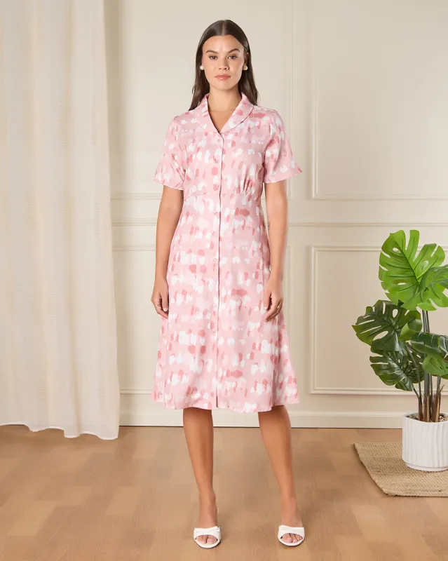 Women Pink Printed Casaul Dress sold by Redtag