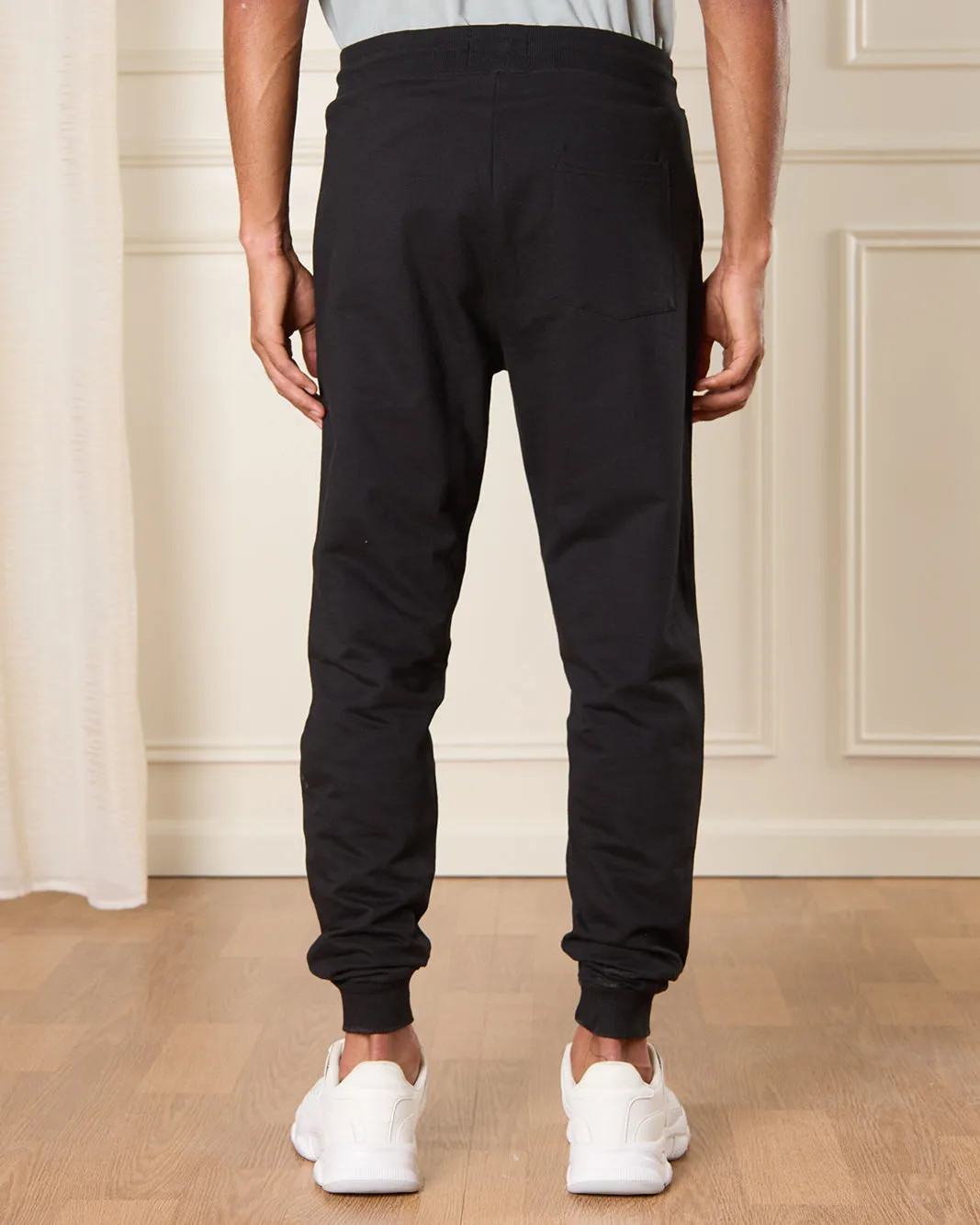 Men Black Solid Active Pants sold by Redtag product image thumbnail 3