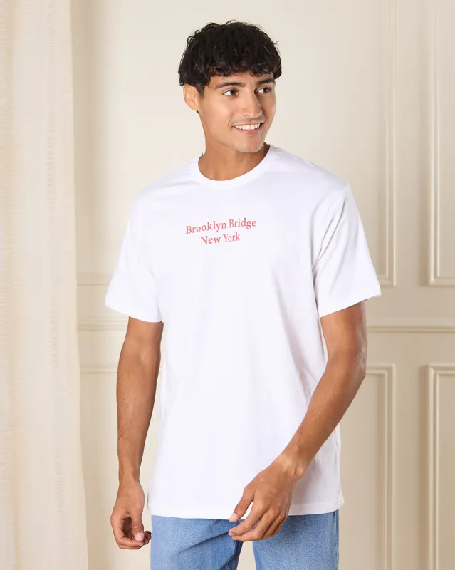 Men White Basic T-shirt sold by Redtag