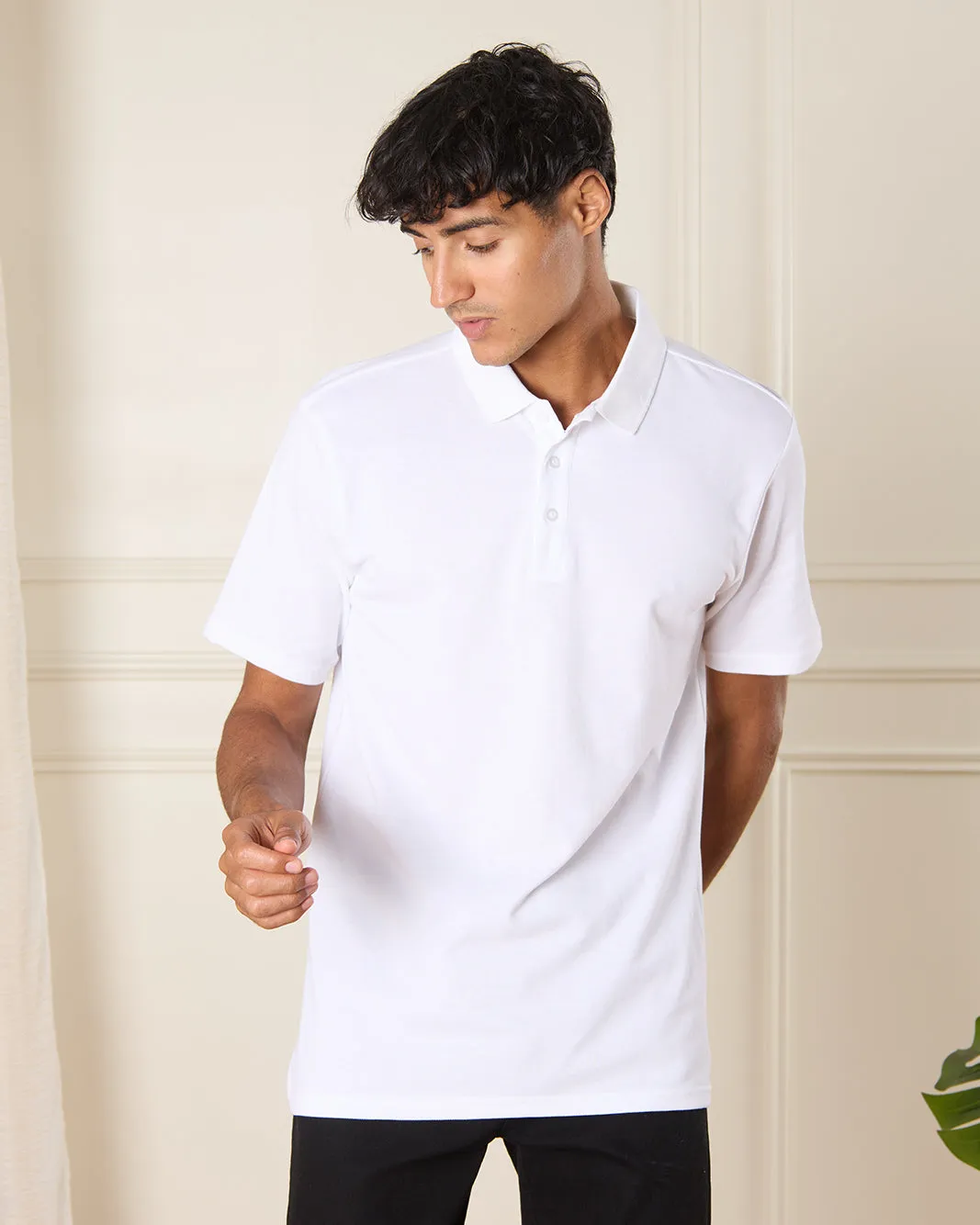 Men White Basic Polo Shirt sold by Redtag