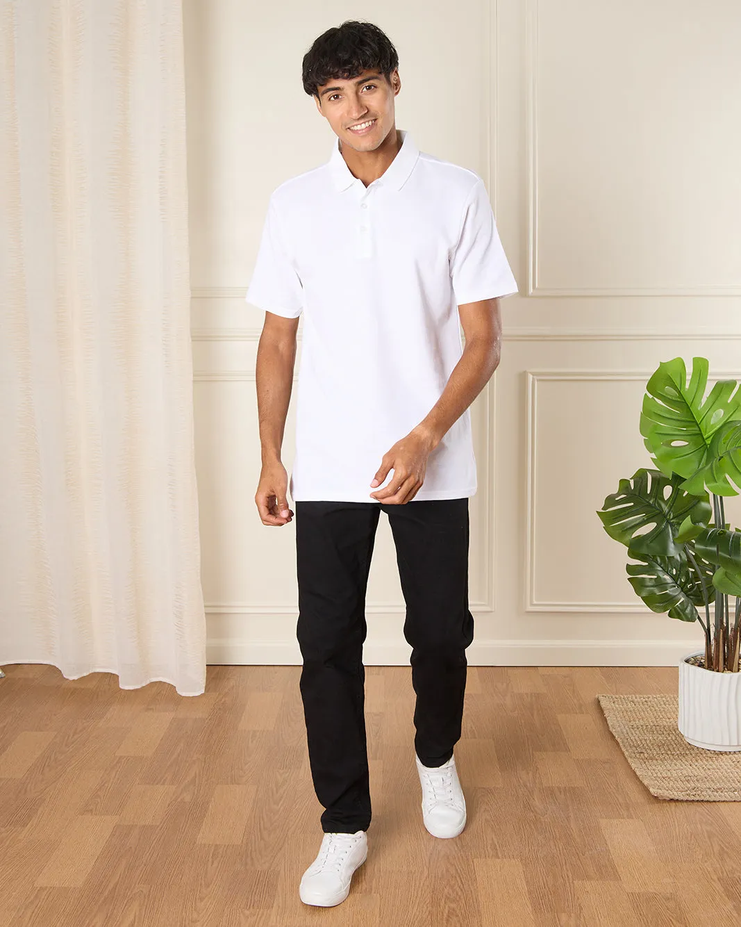 Men White Basic Polo Shirt sold by Redtag product image thumbnail 2