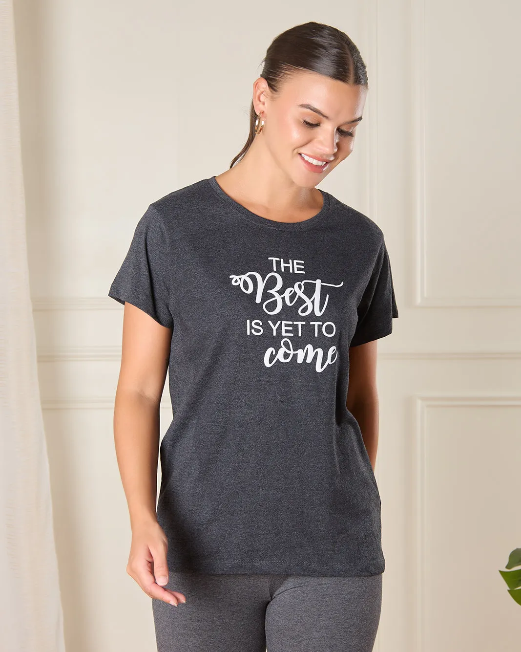 Woman Charcoal Graphic T-Shirt sold by Redtag