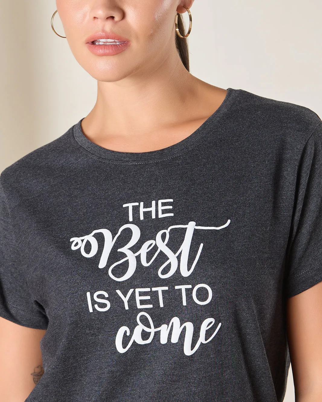 Woman Charcoal Graphic T-Shirt sold by Redtag product image thumbnail 4