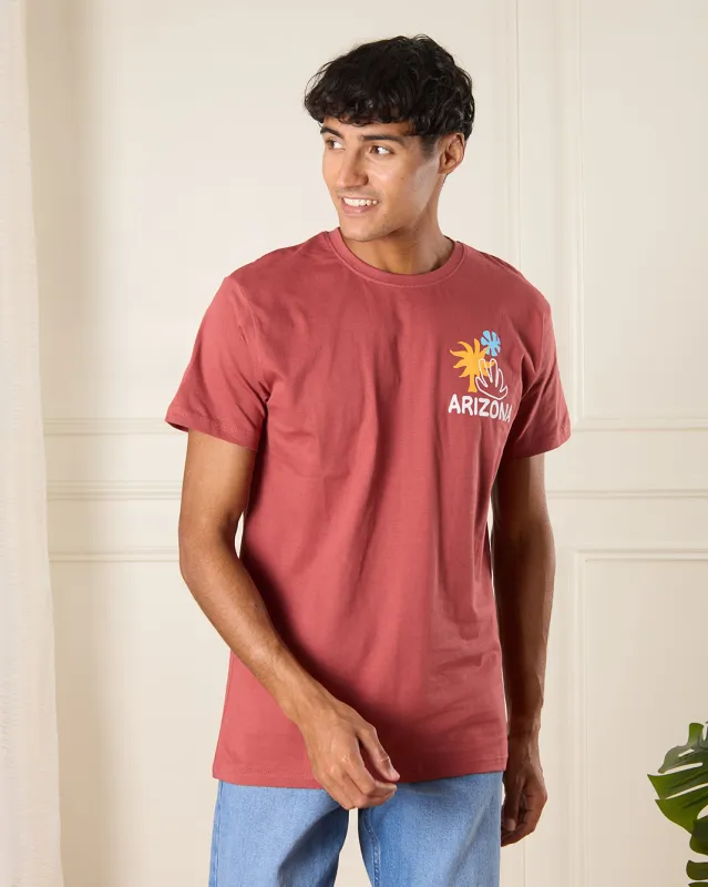 Men Pink Arizona Print T-Shirt sold by Redtag