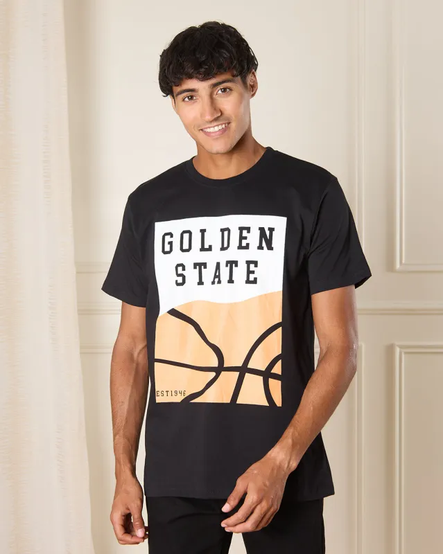 Men Black Print T-Shirt sold by Redtag