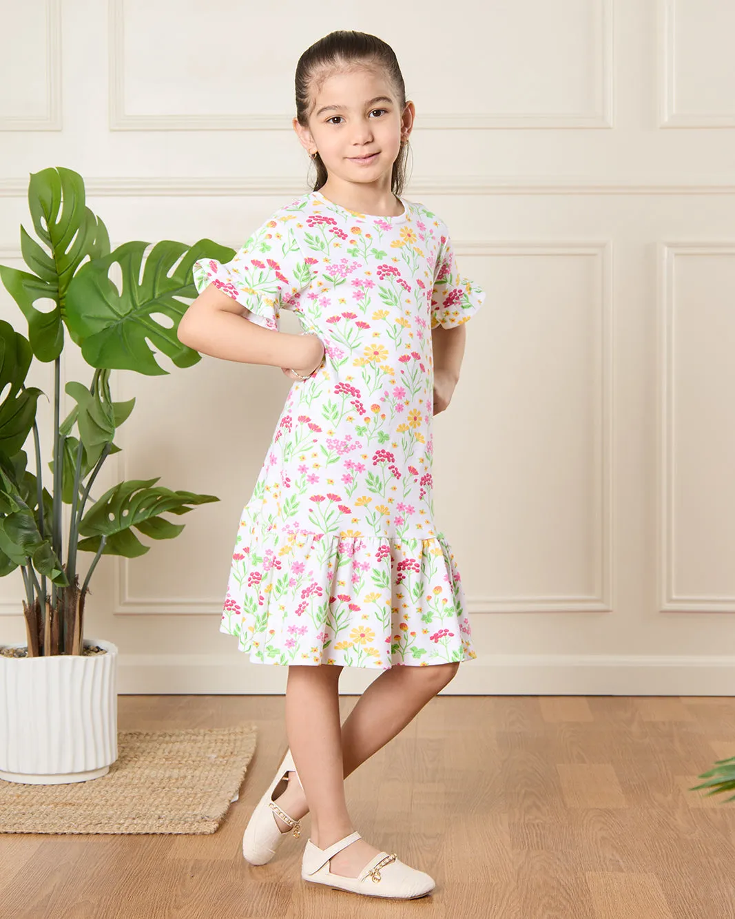 Girls White Floral Print Dress sold by Redtag product image thumbnail 4