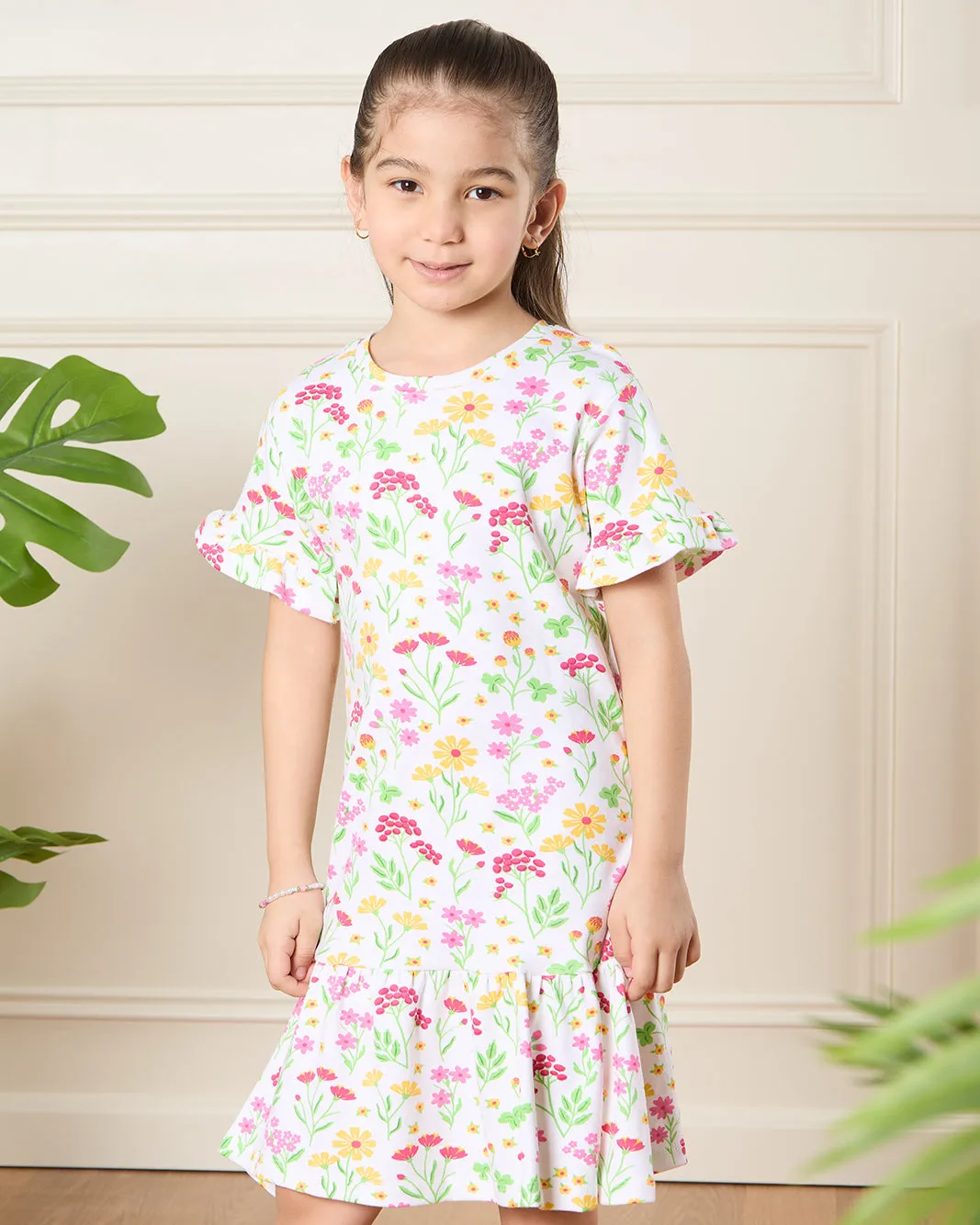 Girls White Floral Print Dress sold by Redtag product image thumbnail 2