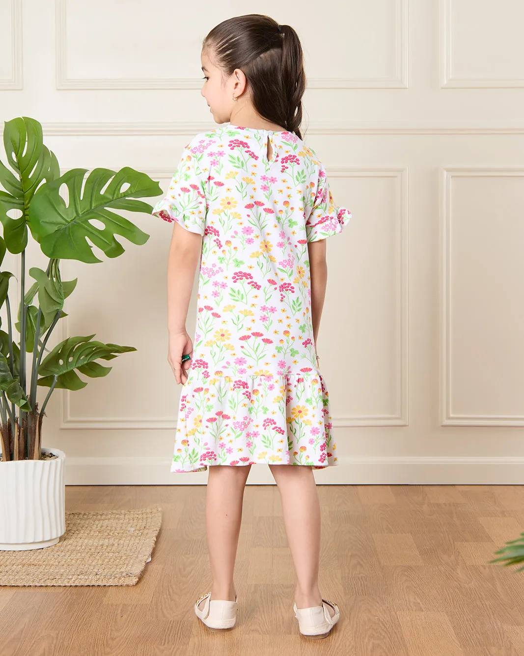 Girls White Floral Print Dress sold by Redtag product image thumbnail 3