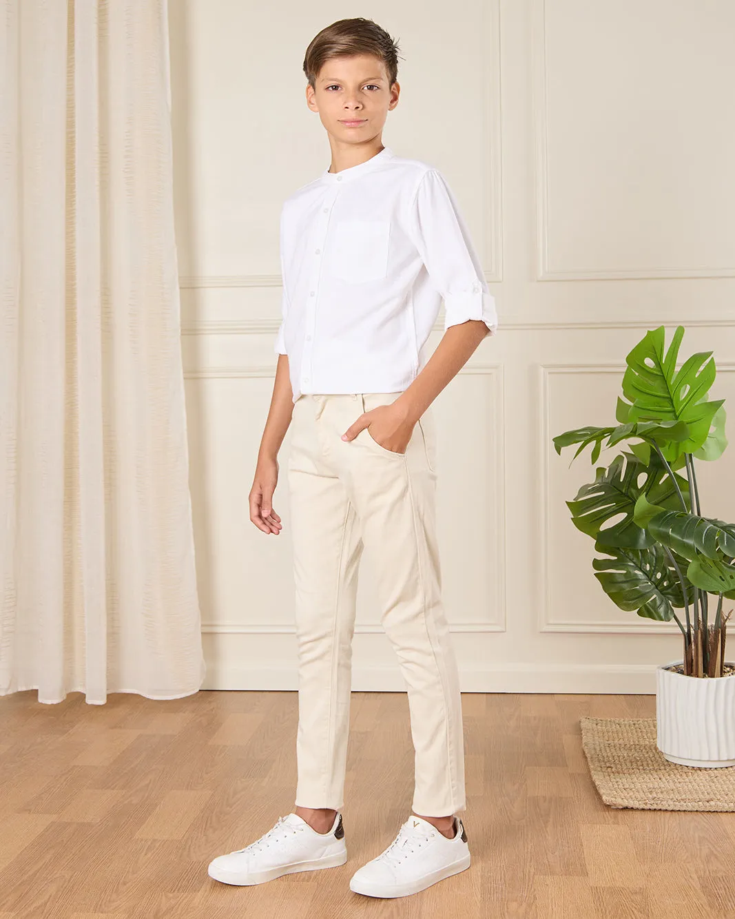Senior Boys Beige Basic Casual Trousers sold by Redtag product image thumbnail 2