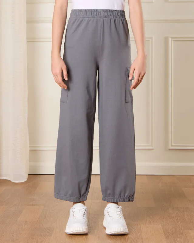 Senior Girls Grey Cargo Pocket Track Pants sold by Redtag
