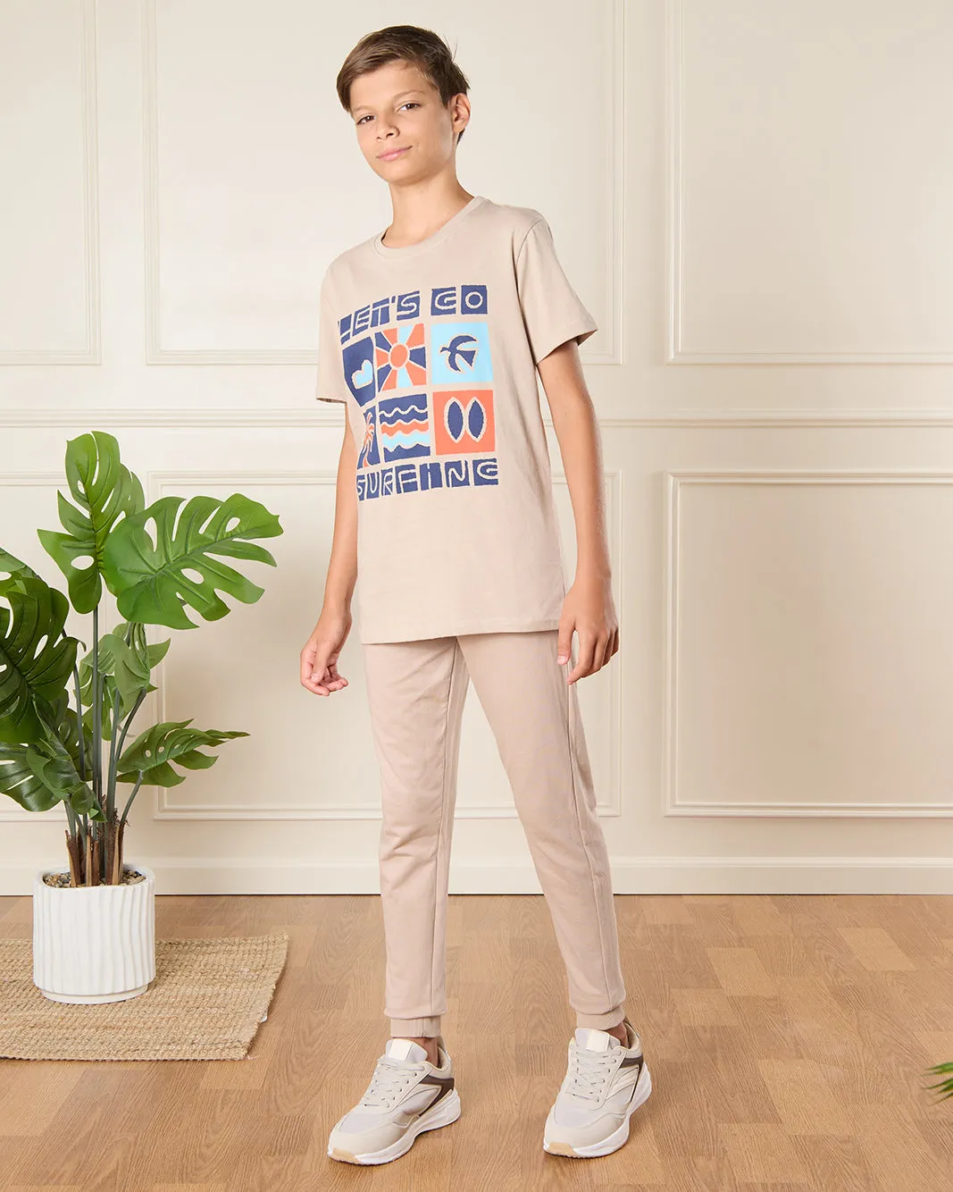 Senior Boys Beige Printed T-Shirt sold by Redtag product image thumbnail 2