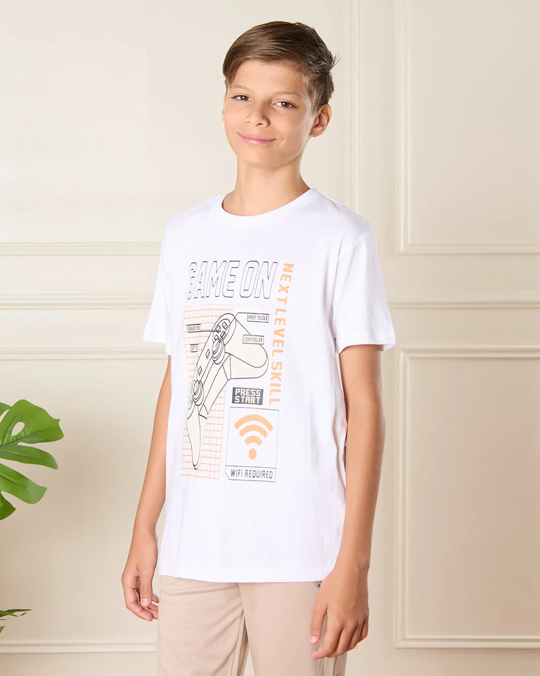 Senior Boys White Printed T-Shirt sold by Redtag