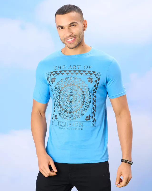 Men Blue Basic Graphic T-shirt sold by Redtag