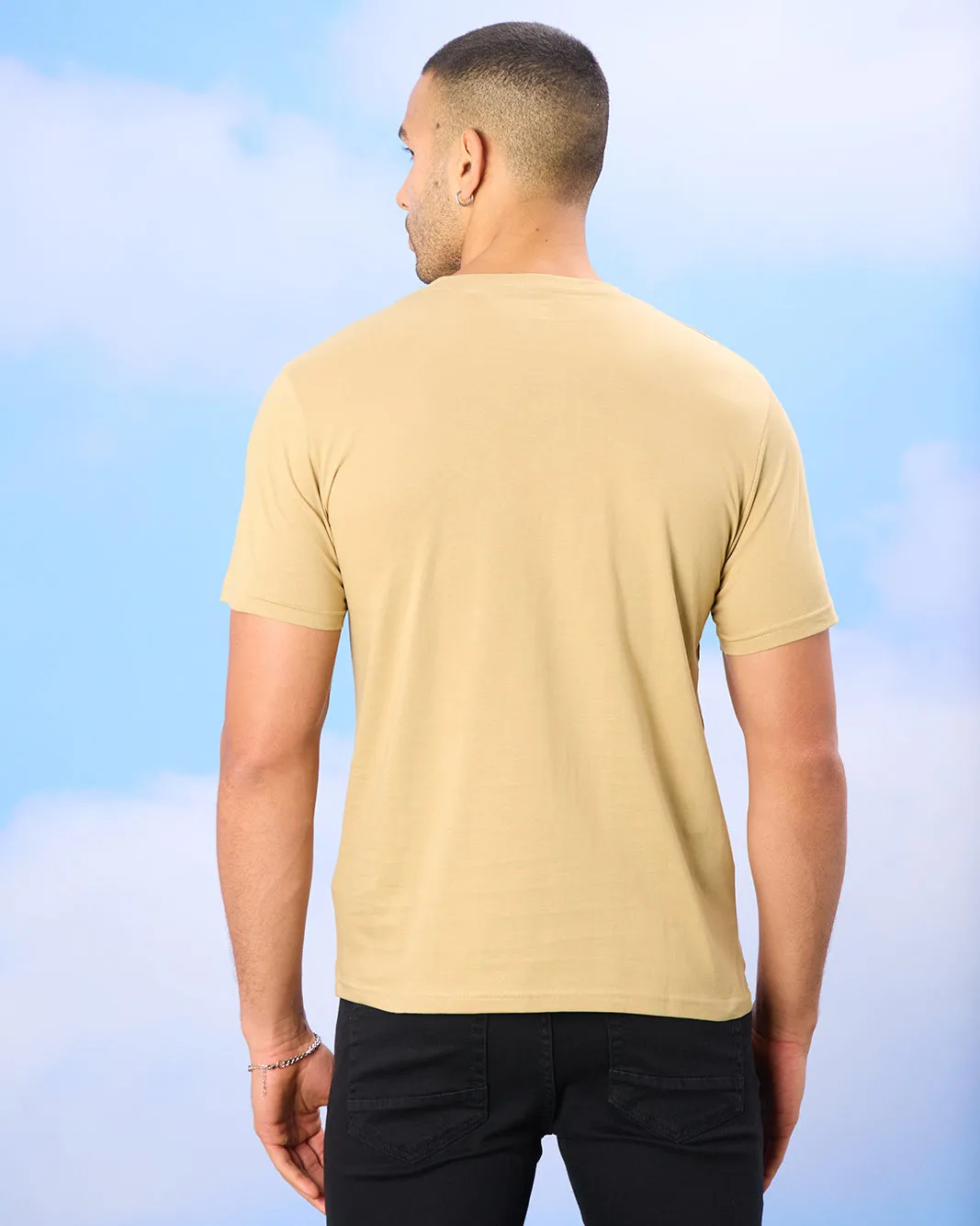 Men Beige Basic Graphic T-shirt sold by Redtag product image thumbnail 3
