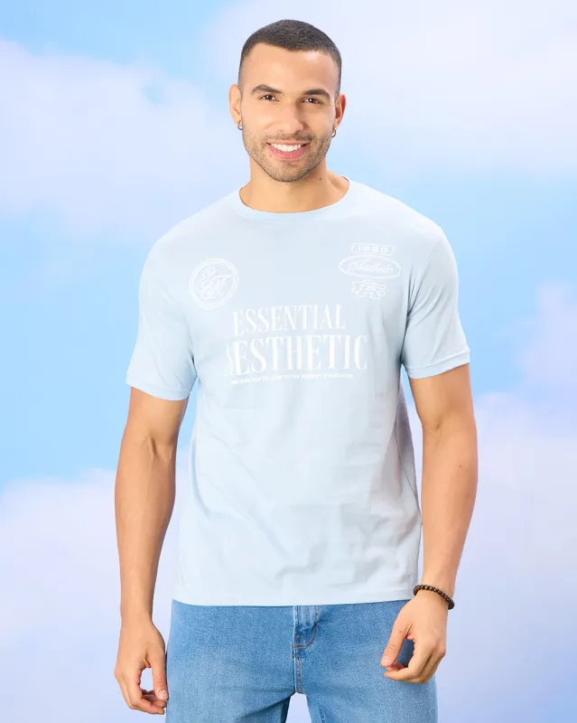 Men Blue Basic Graphic T-shirt sold by Redtag