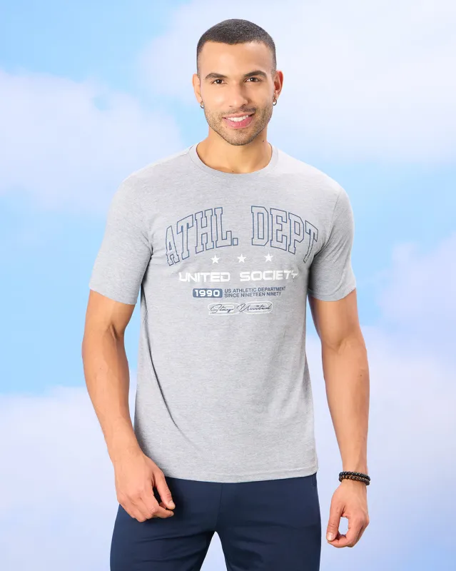 Men Grey Basic Graphic T-shirt sold by Redtag