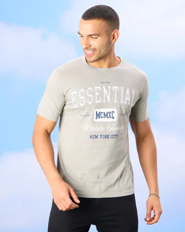 Men Grey Basic Graphic T-shirt sold by Redtag