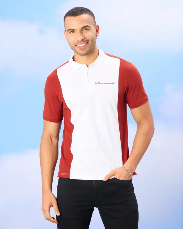 Men White Yarn Dyed Polo Shirt sold by Redtag