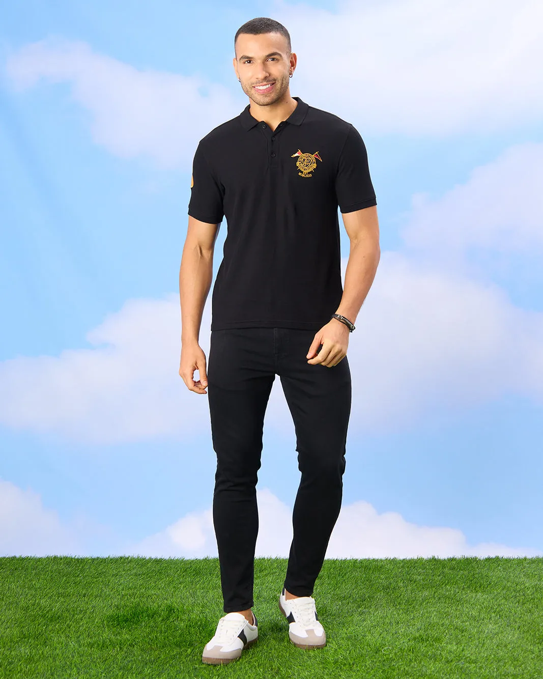 Men Black Yarn Dyed Polo Shirt sold by Redtag product image thumbnail 2