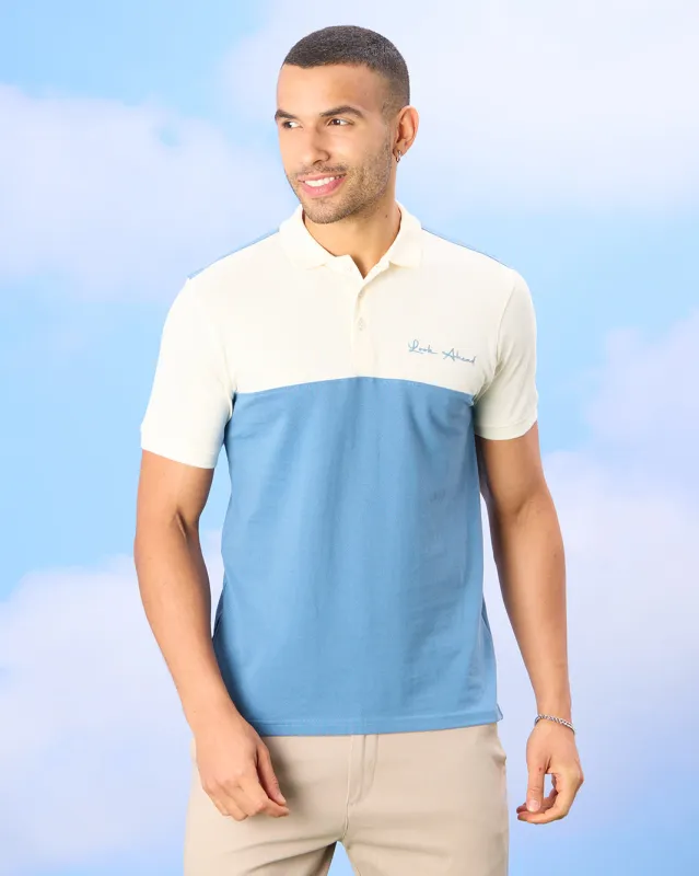 Men Blue Yarn Dyed Polo Shirt sold by Redtag