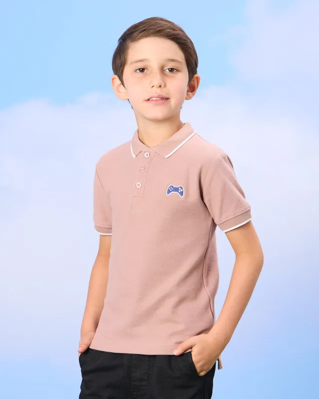 Boys Lilac Short Sleeved Polo Shirt sold by Redtag