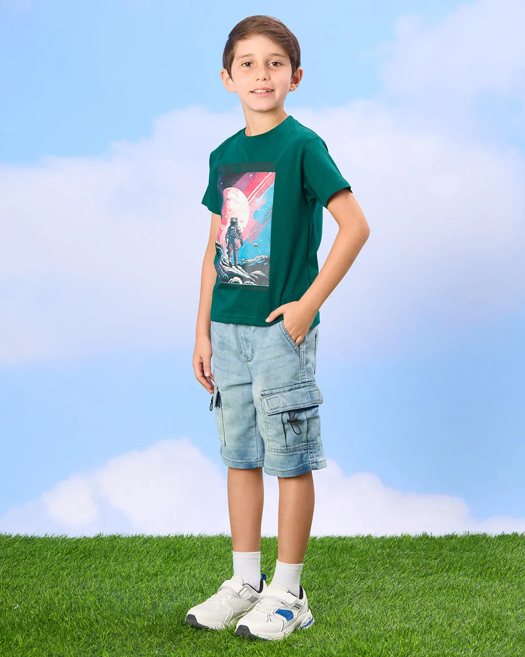 Boys Green Astronaut Print T-Shirt sold by Redtag product image thumbnail 2