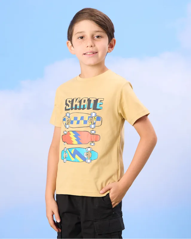 Boys Yellow Skate Print T-Shirt sold by Redtag