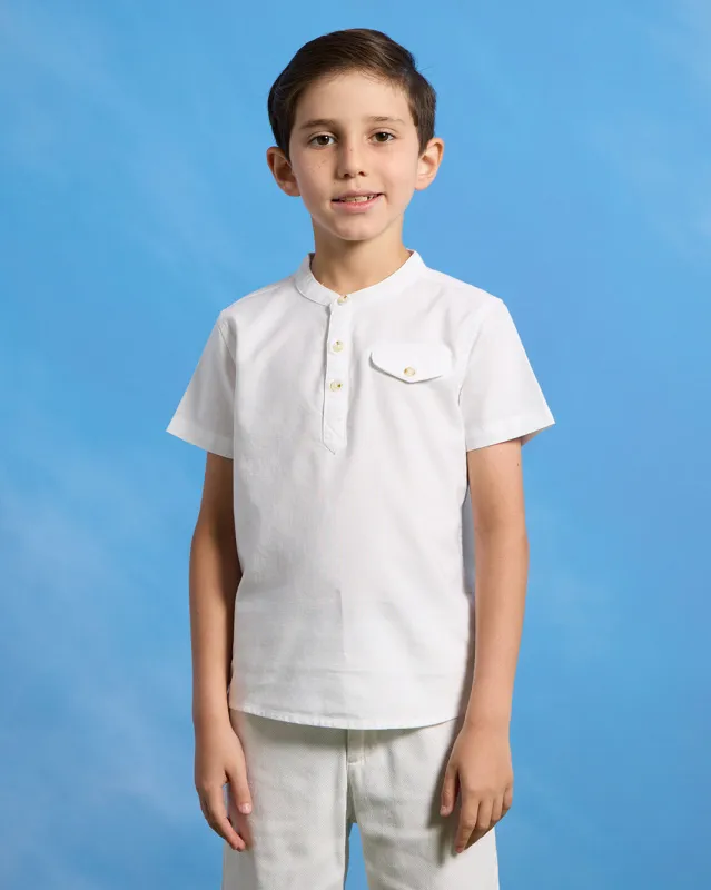 Boys White Kurta Oxford Short Sleeve Shirt sold by Redtag