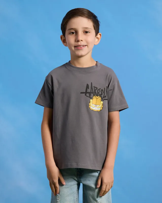 Boys Charcoal Garfield Print T-Shirt sold by Redtag