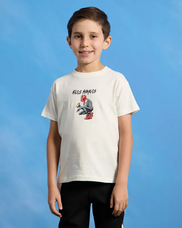 Boys White Spiderman Print Short Sleeve T-Shirt sold by Redtag
