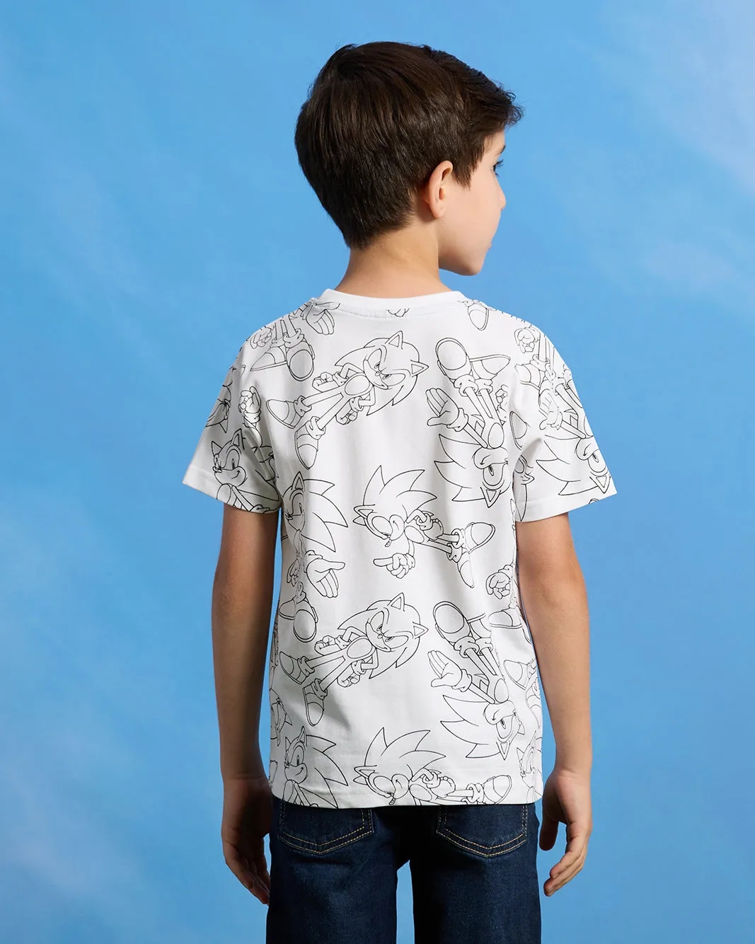 Boys White Sonic Print Short Sleeve T-Shirt sold by Redtag product image thumbnail 3