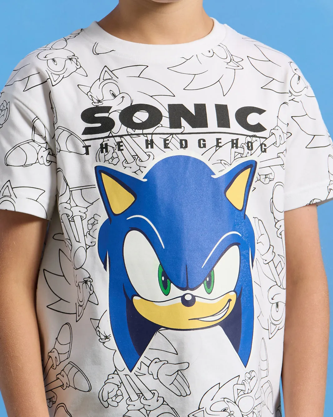 Boys White Sonic Print Short Sleeve T-Shirt sold by Redtag product image thumbnail 4
