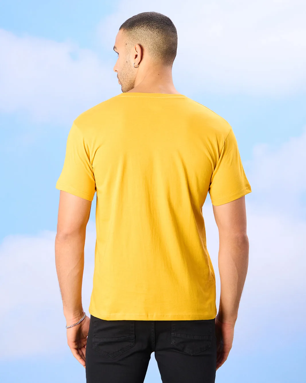 Men Yellow Basic Solid T-Shirt sold by Redtag product image thumbnail 3