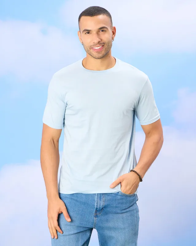 Men Blue Basic Solid T-Shirt sold by Redtag