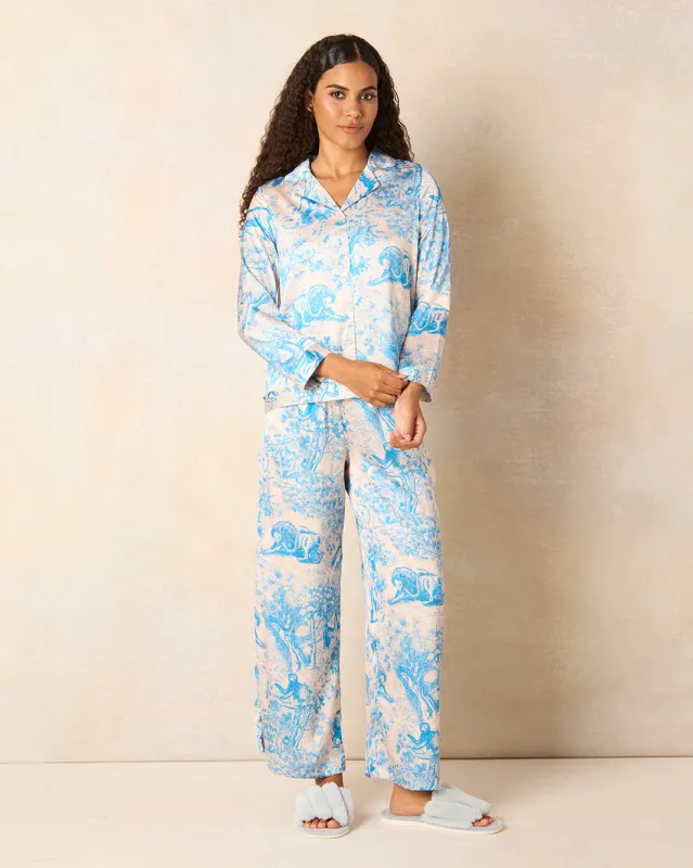 Women Blue Satin Pajama Set (2 Piece) sold by Redtag