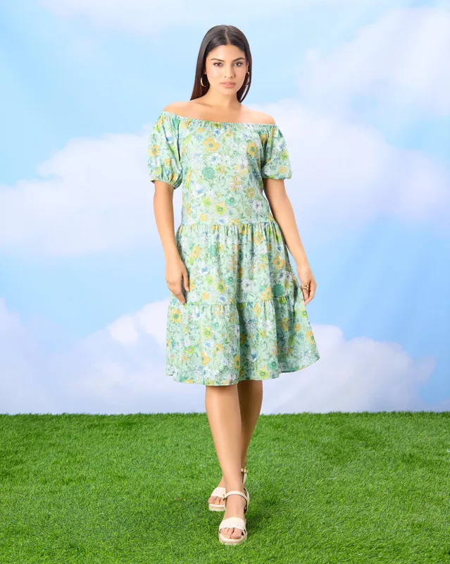 Women Green Printed Casual Dress sold by Redtag