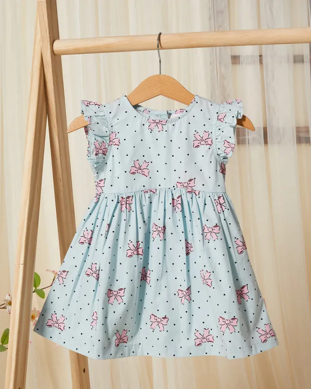 Infant Girls Blue All Over Ribbon Print Dress sold by Redtag