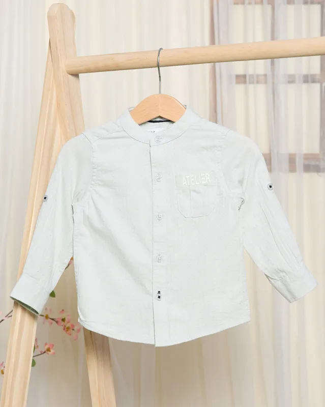 Infant Boys Blue Jacquard Long Sleeved Shirt sold by Redtag