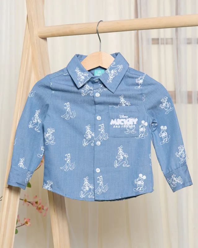 Infant Boys Blue Mickey Mouse Print Shirt sold by Redtag